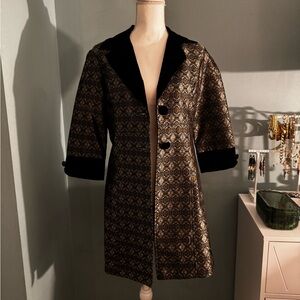 Vintage 90’s Brocade Evolution Wet Seal Black and Gold Women's Coat Jacket Small